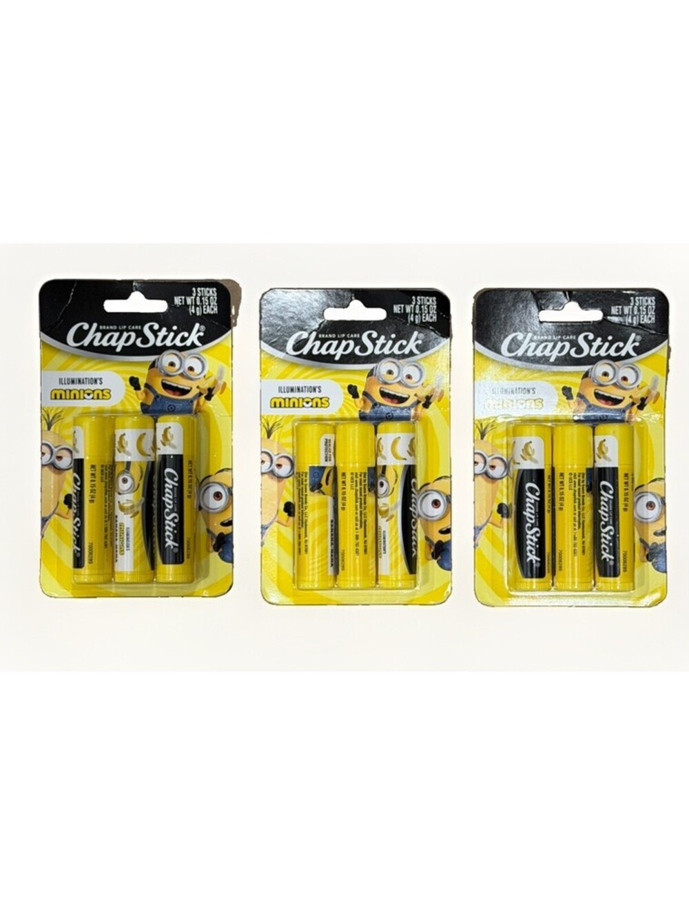 ChapStick Minions Banana Lip Balm LIMITED EDITION Set Of 3 Packs (9 Sticks)